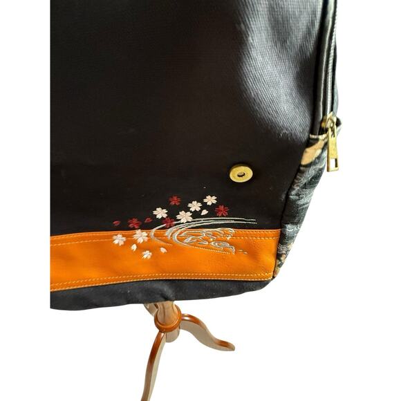 Ripple Japan Unisex Embroidered Canvas Backpack Japanese Dragon Art Vegan Bag - Picture 6 of 14